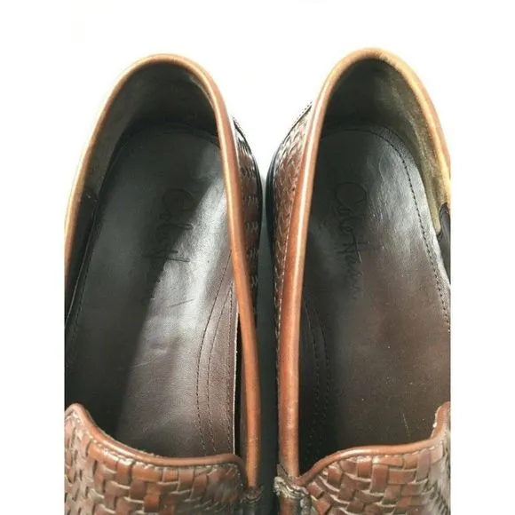 𝅺COLE Haan Leather Basket Weave Loafers Casual Dress Shoes Mens US10 Preowned
