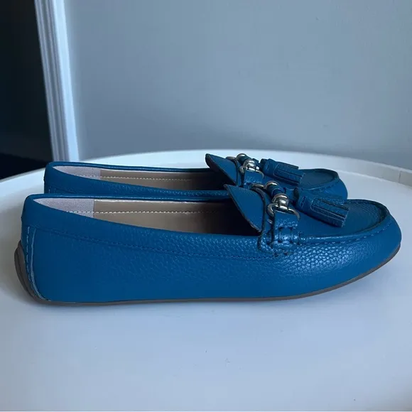 NEW Talbots Everson Tassel Driving Moccasins Blue Leather 5.5M